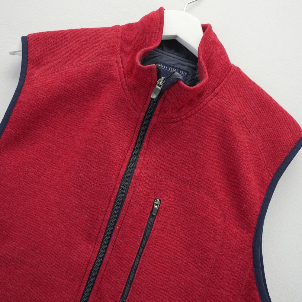 Johnnie-O West Coast Prep Mens Scarlet‎ Red Heathered Full Zip Vest Medium